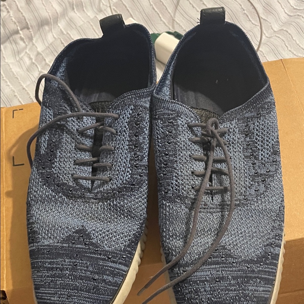 Cole Haan Navy Knit Lace-Up Oxfords